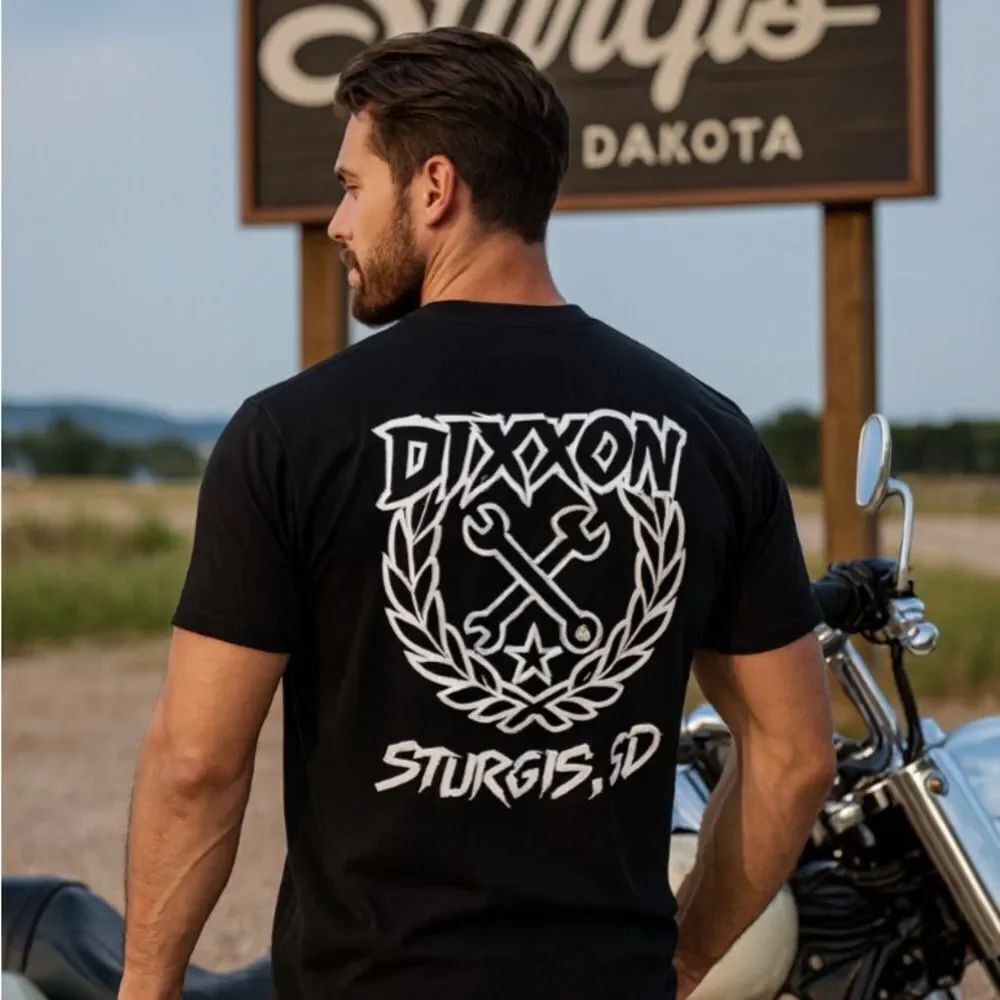 DIXXON Men’s Black White Sketchy Crest Graphic Men's Tee Shirt T-Shirt L XL 2X